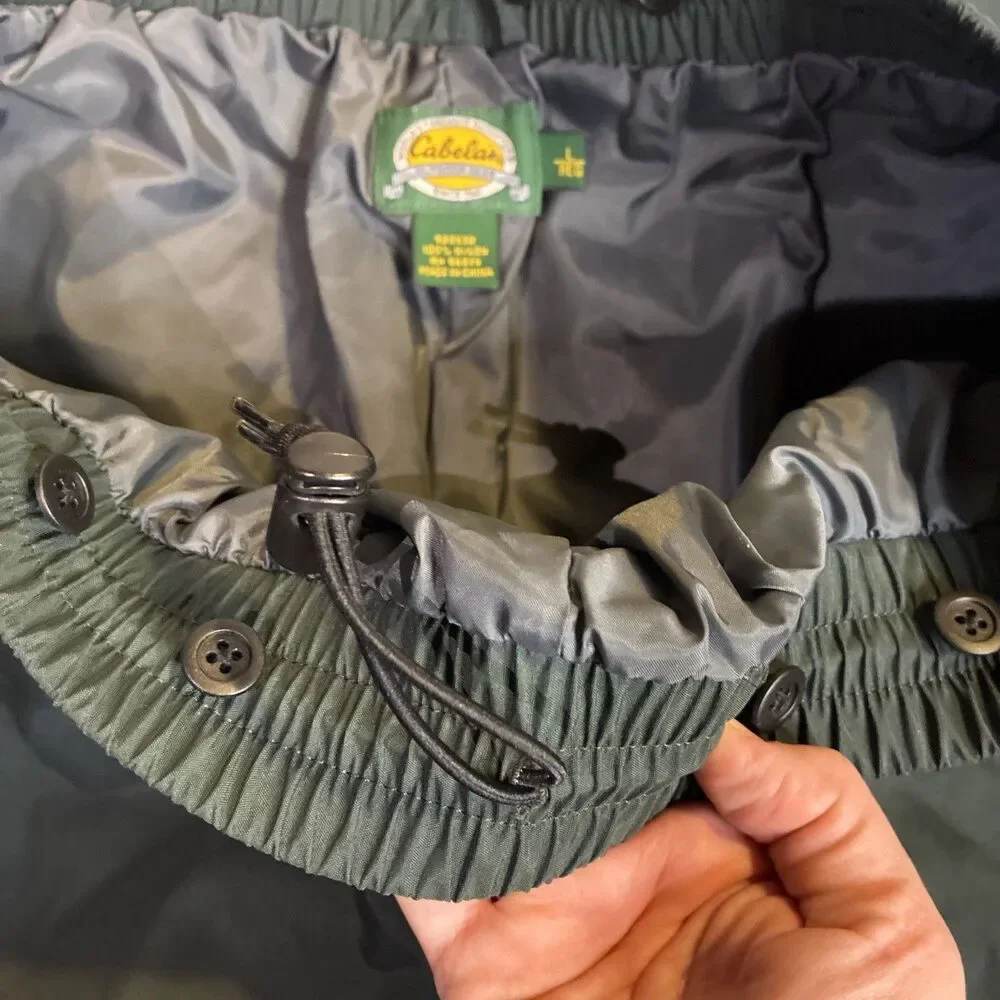 Cabela’s Men’s L Green Gore-Tex Nylon Rain Pants Fishing Hunting Waterproof